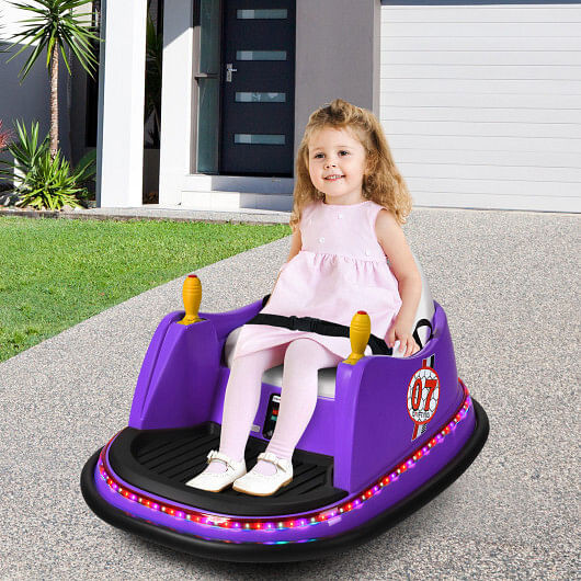 12V Electric Kids Ride On Bumper Car with Flashing Lights for Toddlers-Purple - Color: Purple D681-TQ10161US-ZS