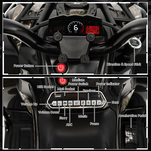 12V Kids Ride On ATV 4 Wheeler with MP3 and Headlights-Black - Color: Black D681-TQ10077US-DK