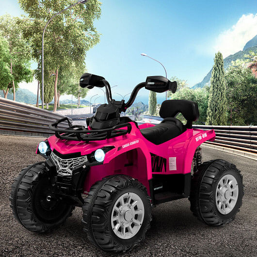 12V Kids Ride On ATV 4 Wheeler with MP3 and Headlights-Pink - Color: Pink D681-TQ10077US-PI
