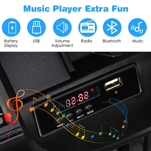 12V Kids Ride-on Jeep Car with 2.4 G Remote Control-Solid Black - Color: Black D681-TY328019CH