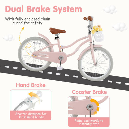 20 Inch Kids Bike with Kickstand for Boys Girls - Color: Pink - Size: 20 inches D681-TS10086PI-20