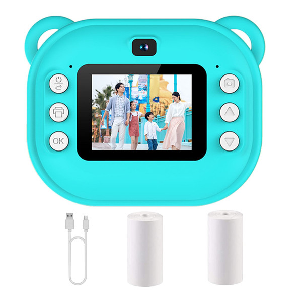 2 Inch Kids Camera 1080P Video Recorder Portable Digital Camera Toy Photo Instant Printing Mini Tod K484-PEL_0RQASF84