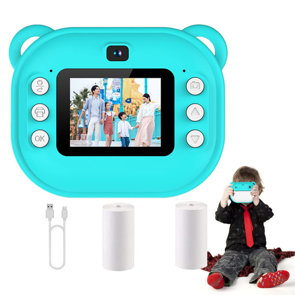 2 Inch Kids Camera 1080P Video Recorder Portable Digital Camera Toy Photo Instant Printing Mini Tod K484-PEL_0RQASF84
