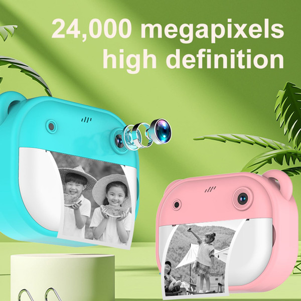 2 Inch Kids Camera 1080P Video Recorder Portable Digital Camera Toy Photo Instant Printing Mini Tod K484-PEL_0RQASF84