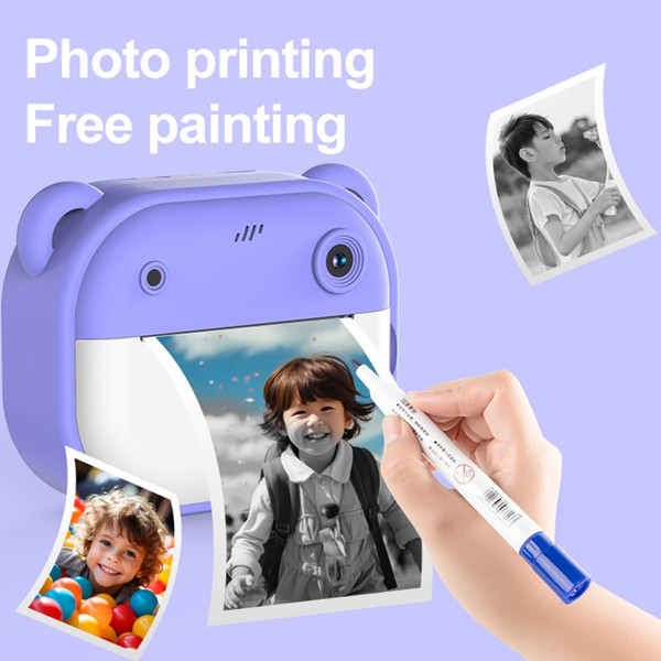 2 Inch Kids Camera 1080P Video Recorder Portable Digital Camera Toy Photo Instant Printing Mini Tod K484-PEL_0RQASF84