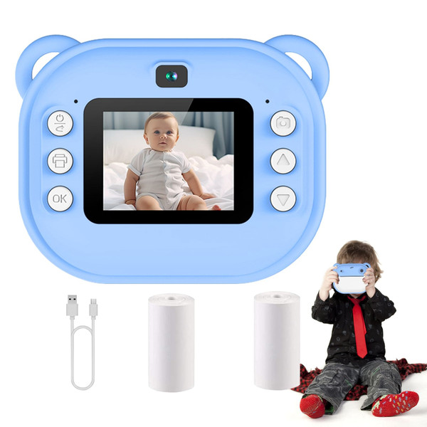2 Inch Kids Camera 1080P Video Recorder Portable Digital Camera Toy Photo Instant Printing Mini Tod K484-PEL_0RQASF84