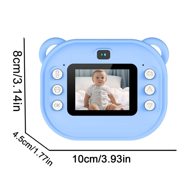 2 Inch Kids Camera 1080P Video Recorder Portable Digital Camera Toy Photo Instant Printing Mini Tod K484-PEL_0RQASF84