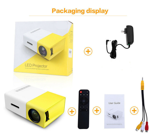 YG300 HD 1080P Led Projector Home Theater Cinema Usb AV SD Mini Portable Blue White EU Plug K484-PEL_0K9UC37I