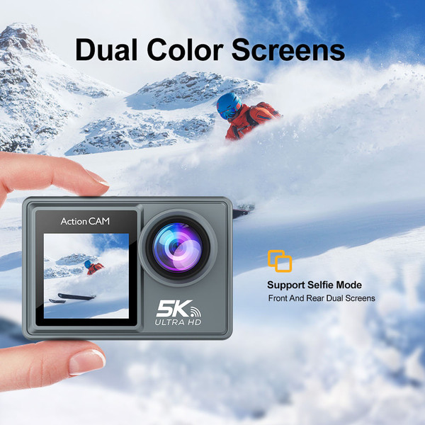 Action Camera 5K 30FPS 48MP WiFi Waterproof 30M Underwater Camera 2 Inch 1080P HD Touch Screen Spor K484-PEL_0QLBRE48