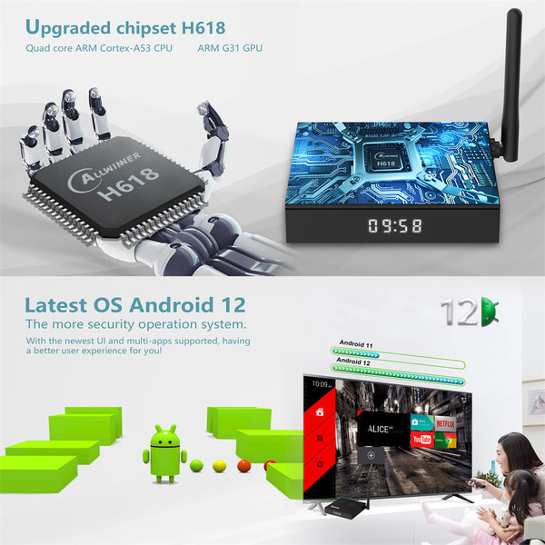 Tx68 Allwinner H618 android 12.0 Smart Tv Box Dual Band Wifi6 4k Media Player Set Top Box Pk T95z P K484-PEL_0OJQY8LR
