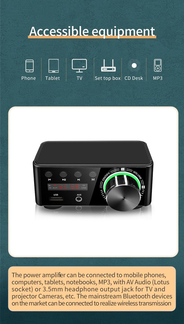 Mini Audio Hifi Digital Amplifier Bluetooth 5.0 Hifi Fever Audio MP9 Player Lossless Player K484-FQZIN_0SINALXR