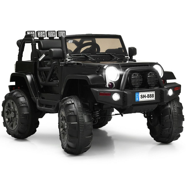 12V Kids Remote Control Riding Truck Car with LED Lights-Black - Color: Black D681-TY327440BK+