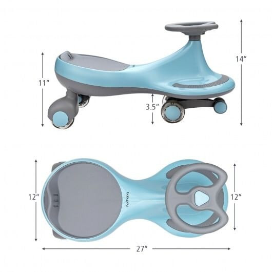 Wiggle Car Ride-on Toy with Flashing Wheels-Blue - Color: Blue D681-TQ10001BL