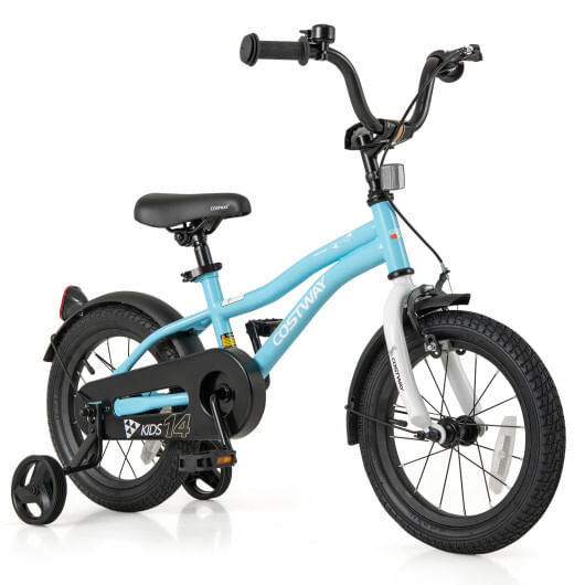 14-Inch Kids Bike for 3-5 Years Old Children Bicycle with Training Wheels - Color: Blue - Size: 14  D681-TS10243BL-14