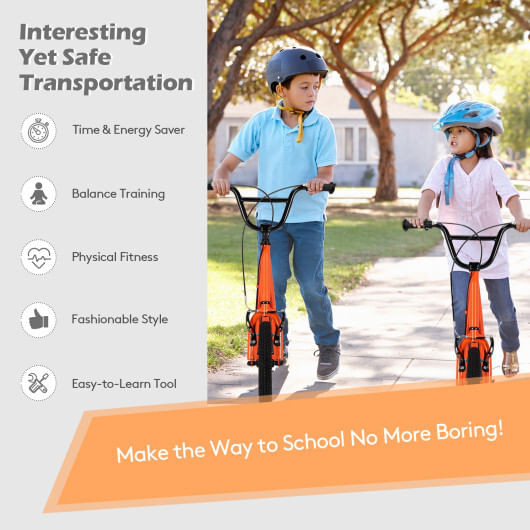 Height Adjustable Kid Kick Scooter with 12 Inch Air Filled Wheel-Orange - Color: Orange D681-TQ10033OR