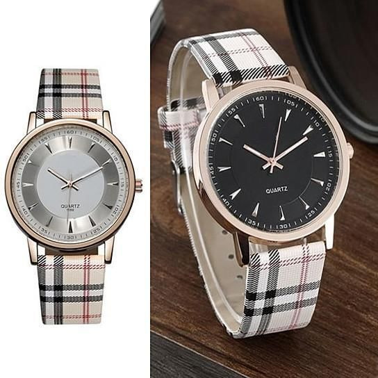 Color: Blue-White - Londonite Watch With Plaid Band Time To Be Playful K290-26036419152