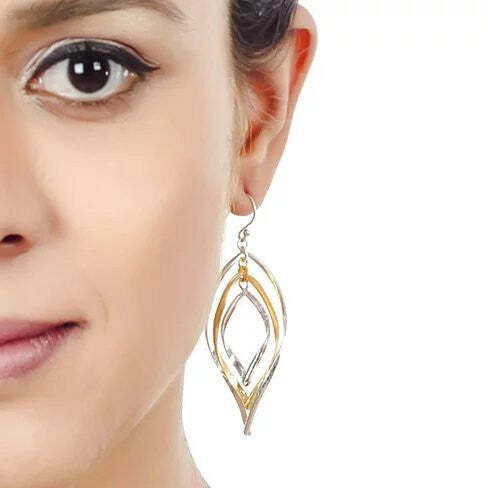 Charming Windchimes Mixed Gold And Silver Earrings On 925 Sterling Silver K290-50757013176593