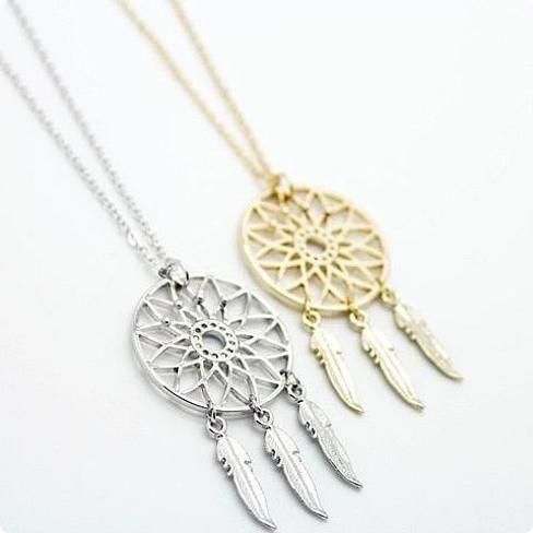 Color: Gold - BELIEVE The Dream Catcher Necklaces In Yellow And White Gold Plating K290-16656856773