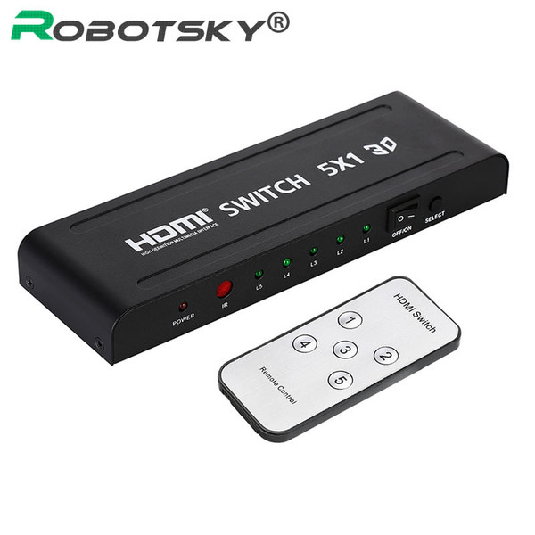 3D 1080p 5-port 5-in-1 HDMI Audio Video Converter Switch with Remote Control for PC DVD Projector K484-PEL_0BE5LI2J