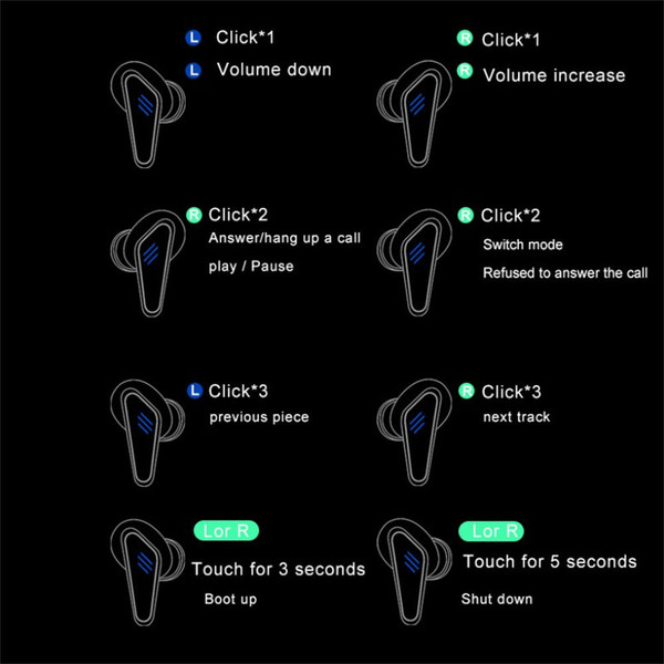 K33 Subwoofer Gaming Headset Bluetooth 5.0 Touch-control In-ear Music Earbuds with HD Microphone Bl K484-PEL_0ND4HI9I