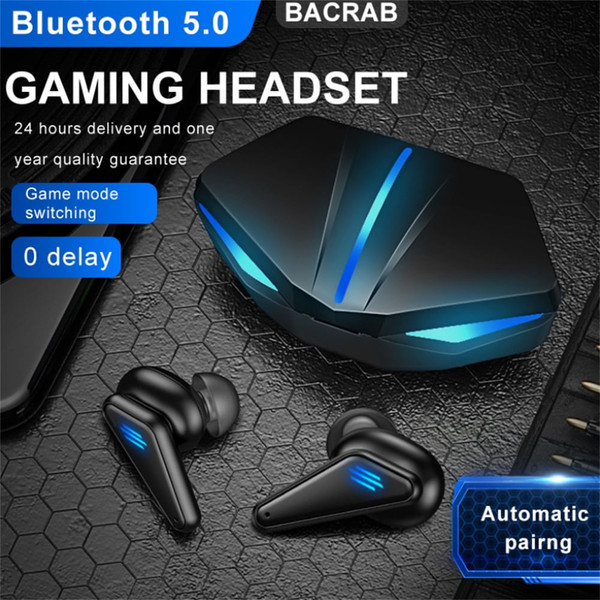 K33 Subwoofer Gaming Headset Bluetooth 5.0 Touch-control In-ear Music Earbuds with HD Microphone Bl K484-PEL_0ND4HI9I