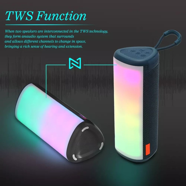 TG357 Speaker Wireless Dual 5W Stereo Drivers Speaker Loud Party Speaker With Attractive Light Effe K484-FQZHE_9WWTI4TT