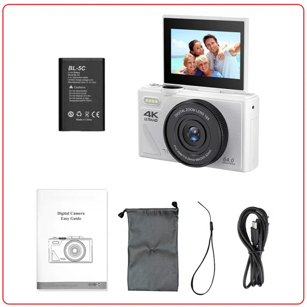 Bundle: Bundle4, Color: Red, Ships From: CHINA - Top Compact Digital Photography Camera 4K 18X Digi F640-12000044617881903