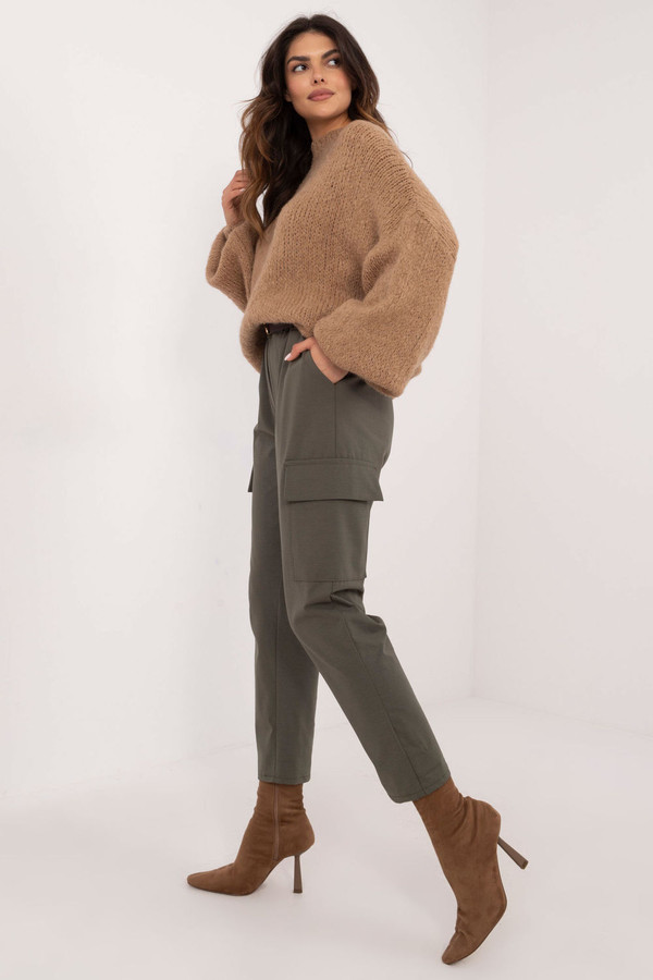 green - Women trousers model 202303 Och Bella U704-202303
