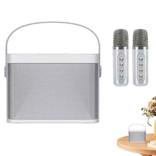 Home Mini Karaoke Speaker Kit Wireless Bluetooth-compatible Dual Microphone Speaker Small Audio Ktv K484-PEL_0OQMCZAV
