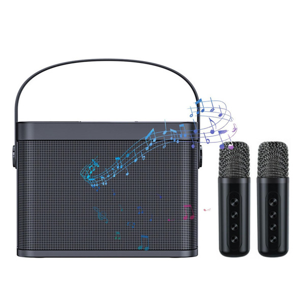 Home Mini Karaoke Speaker Kit Wireless Bluetooth-compatible Dual Microphone Speaker Small Audio Ktv K484-PEL_0OQMCZAV