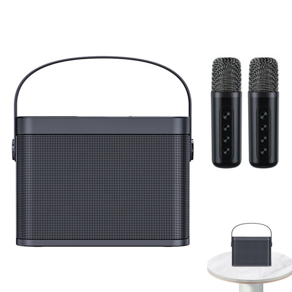 Home Mini Karaoke Speaker Kit Wireless Bluetooth-compatible Dual Microphone Speaker Small Audio Ktv K484-PEL_0OQMCZAV