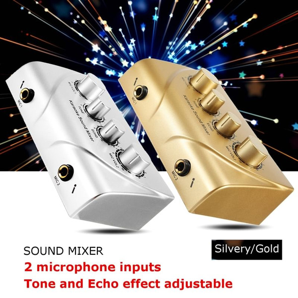 Karaoke Sound Mixer Audio System Dual Mic Input Portable Mini Digital Karaoke Machine Mixer Black K484-PEL_0GJTZQPZ