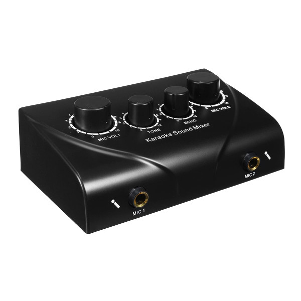 Karaoke Sound Mixer Audio System Dual Mic Input Portable Mini Digital Karaoke Machine Mixer Black K484-PEL_0GJTZQPZ