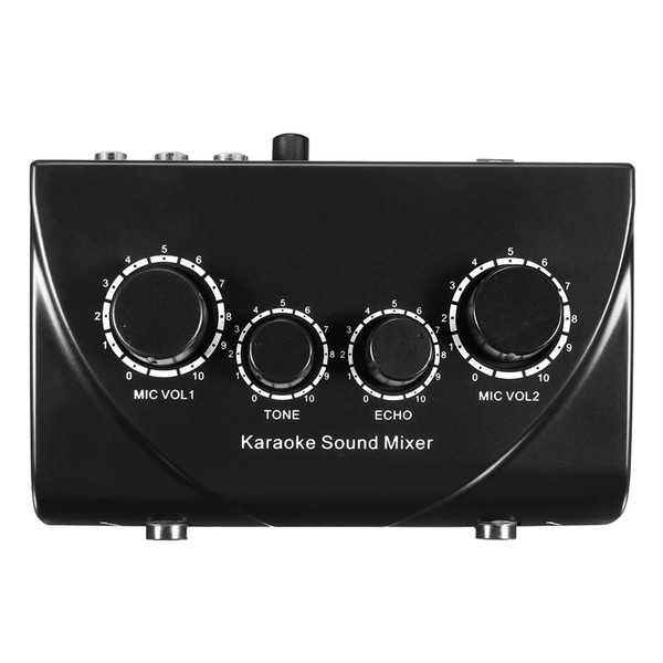 Karaoke Sound Mixer Audio System Dual Mic Input Portable Mini Digital Karaoke Machine Mixer Black K484-PEL_0GJTZQPZ