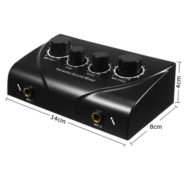 Karaoke Sound Mixer Audio System Dual Mic Input Portable Mini Digital Karaoke Machine Mixer Black K484-PEL_0GJTZQPZ