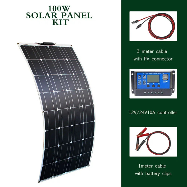 Color: dark blue, Ships From: CHINA - New Solar panel kit and 300w 200w 100w flexible solar panels  F640-12000044829934407