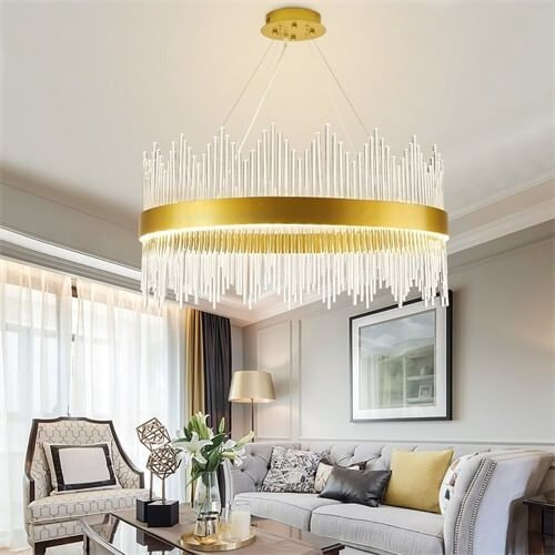 Modern Style Home Light Golden Circle Design Luxury Crystal Chandelier A392-flig0138