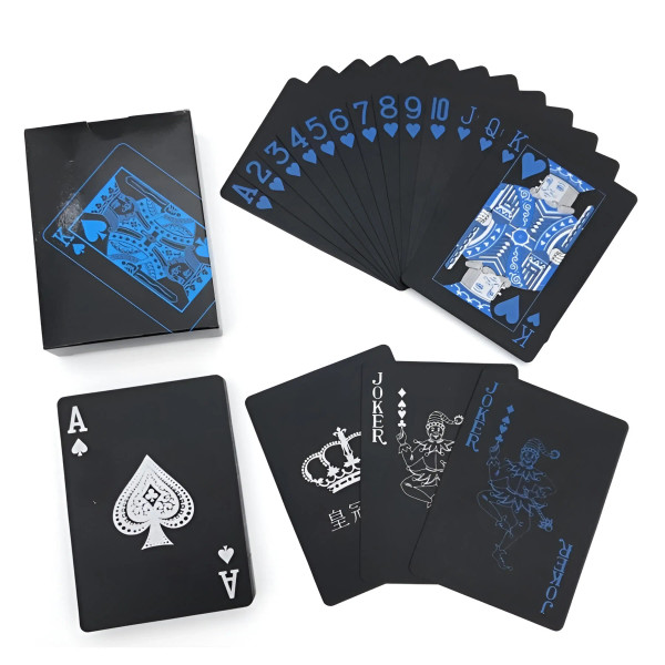 Black and Blue Plastic Playing Cards Durable and Durable Plastic PVC Waterproof Playing Cards Home  F640-3256805716289456