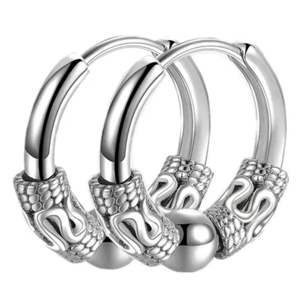 2pcs Punk Stainless Steel Round Circle Totem Hoop Earrings For Men Women, Not Fade Ear Rings Hip Ho F640-3256806809714746