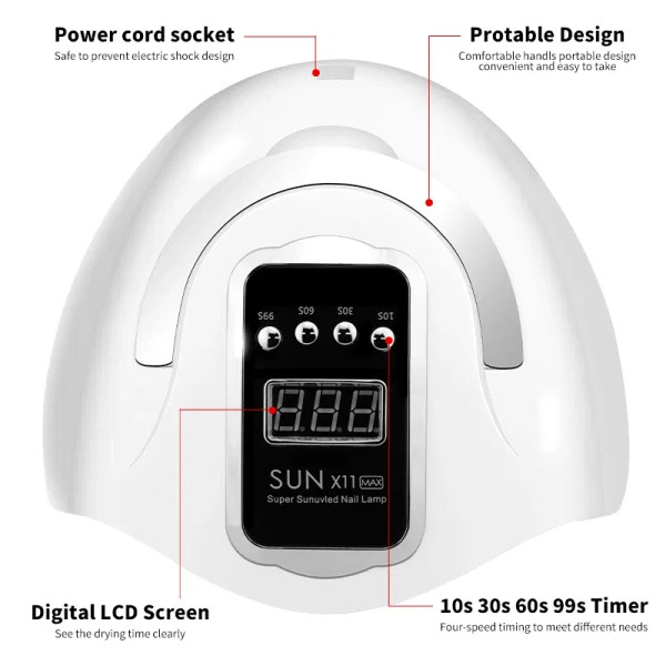 SUN X11 MAX Professional Nail Drying Lamp for Manicure 280W Nails Gel Polish Drying Machine with Au F640-3256806879854112