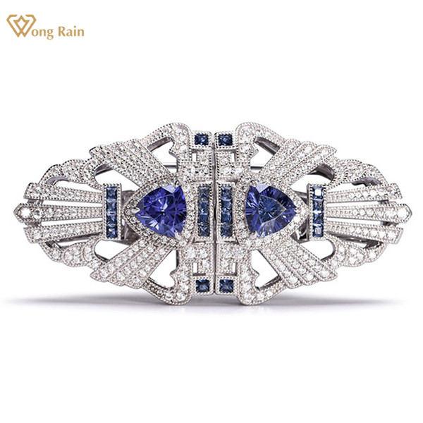 Wong Rain Luxury 925 Sterling Sliver Sapphire High Carbon Diamond Gemstone Women Brooch Brooches Fi F640-3256806946107942