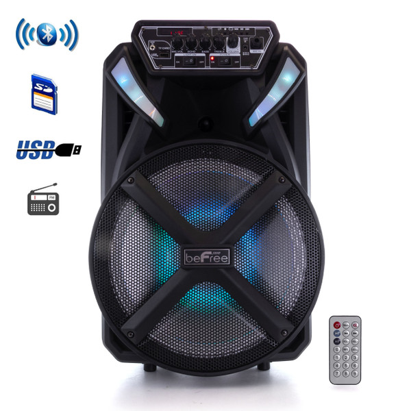 beFree Sound 12 Inch BT Portable Rechargeable Party Speaker D970-BFS-2019