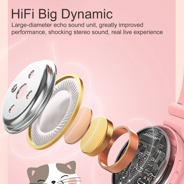 STN26 Headphones With Built-in Microphone Colorful Lights Cat Ear Shape Over Ear Wireless Headphone K484-PEL_0QPLZLV8