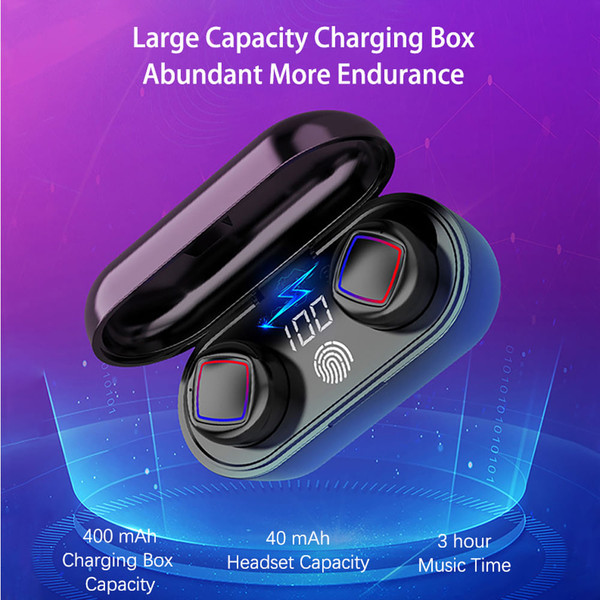 TWS Wireless Earphone In-ear Bluetooth5.0 Headphone with Digital Display LED Light Charging Box whi K484-PEL_0CDOLE14