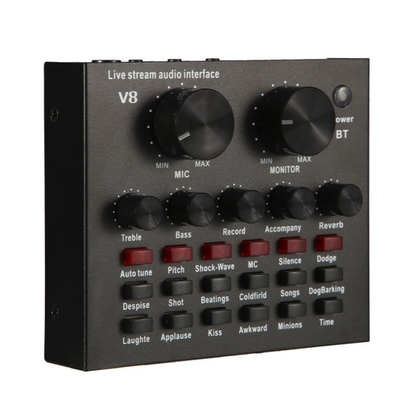 V8 Multifunctional Live Sound Card USB Audio Interface Intelligent Volume Adjustable Audio Mixer So K484-PEL_085Y8EEW