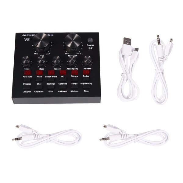 V8 Multifunctional Live Sound Card USB Audio Interface Intelligent Volume Adjustable Audio Mixer So K484-PEL_085Y8EEW