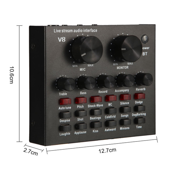 V8 Multifunctional Live Sound Card USB Audio Interface Intelligent Volume Adjustable Audio Mixer So K484-PEL_085Y8EEW