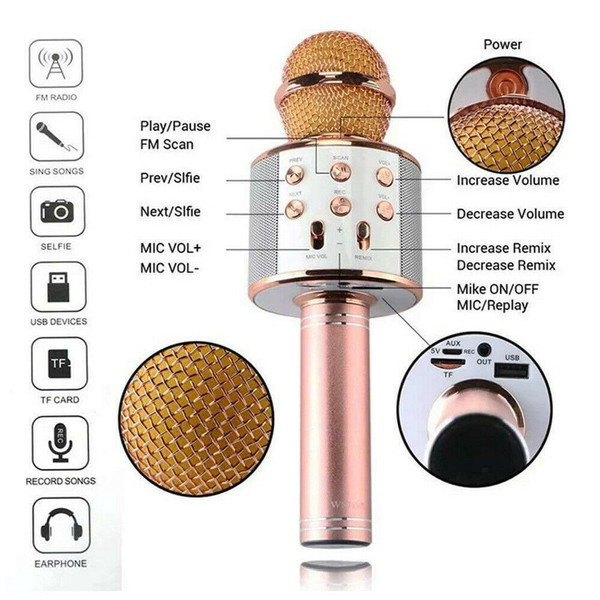 Ws858 Mobile Phone Microphone Wireless Bluetooth Microphone Speaker 800mah Ktv Player Purple K484-PEL_0JXF32KE