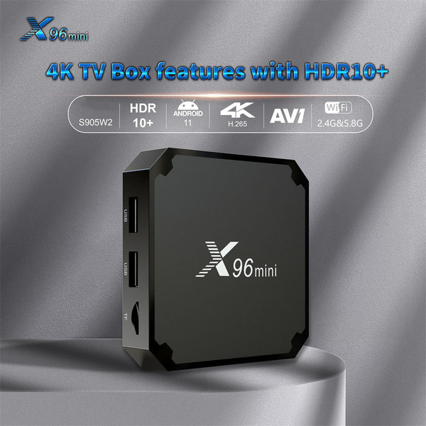 X96Mini Android 11 Smart TV Box S905w2 Quad Core 2.4g 5.8g Wireless Wifi Media Player with RC Black K484-PEL_0OUYKXD7