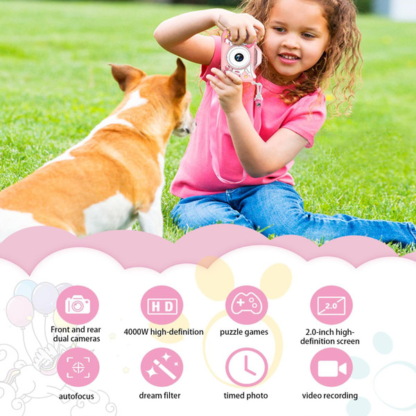 Kids Mini Camera 2.0ips Display Hd Digital Camera Cartoon Educational Toy 800w Single Camera Pink K484-PEL_0OHUU67N